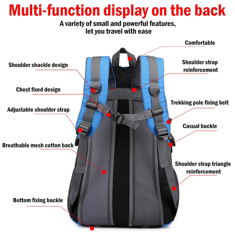 40L Men Travel Backpack Rucksack Camping Laptop Hiking School