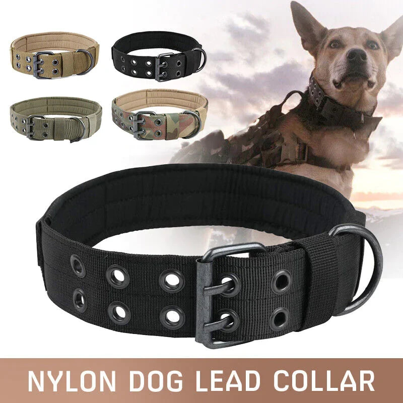 2" Tactical Heavy Duty Nylon Dog Collar K9 Military Metal Buckle