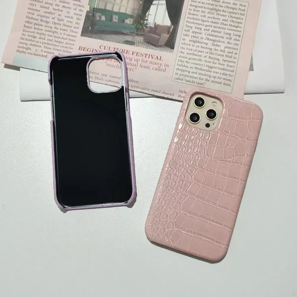 The New Model Is Suitable for iPhone 16plus Crocodile Pattern Phone Case 15promax 14pro 13 12 Anti Drop Hard PC Protection Cover