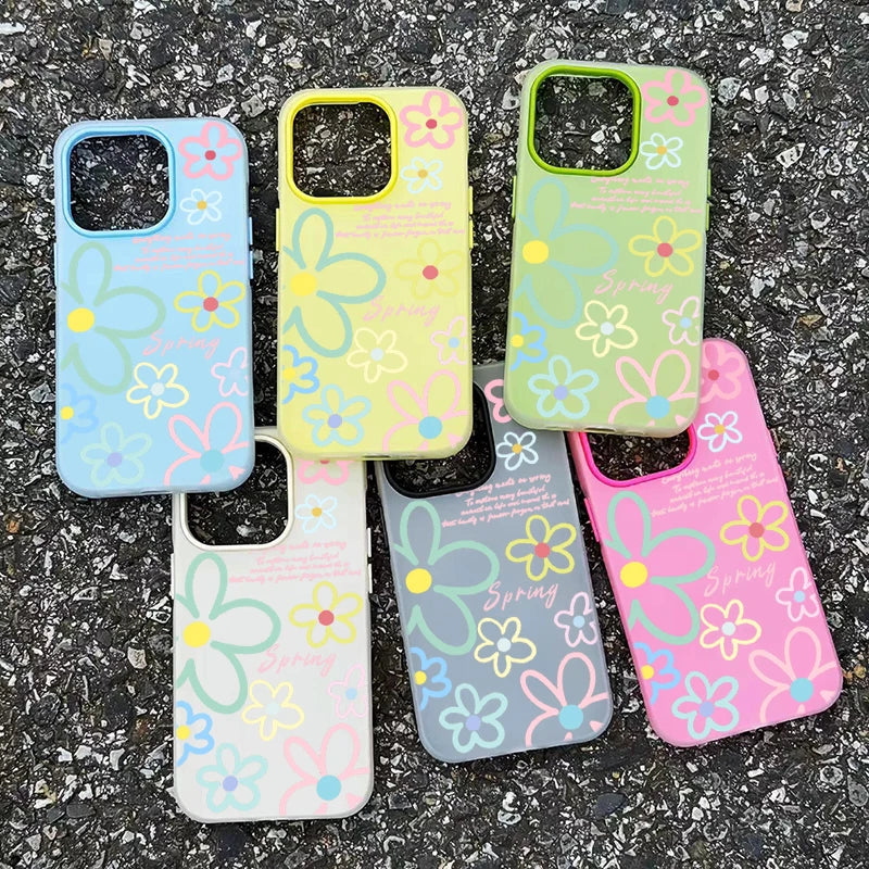Spring Flower Pattern Phone Case For iPhone 18 17 16 Pro Max Cases iPhone 17e 16e 11 15 12 13 14 Pro Max Air X XR 7 8 Plus Cover