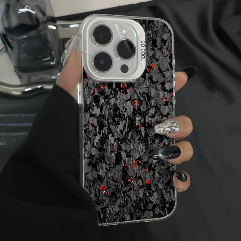 For iPhone 17 Pro Max 16 15 13 12 11 14 Phone Case Forged Carbon Fiber Design Cover For iPhone 17 Air XS Max XR X XS 7 8 Plus SE