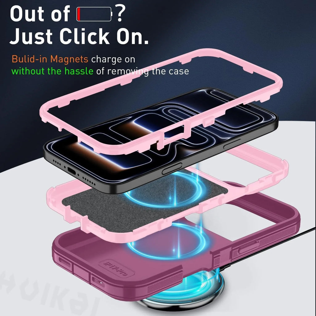 Case For iPhone 17 Pro Max iphone 16 Pro Max 16 15 Pro Max Heavy Duty Shock Absorption Full Body Protective Silicone Rubber Case