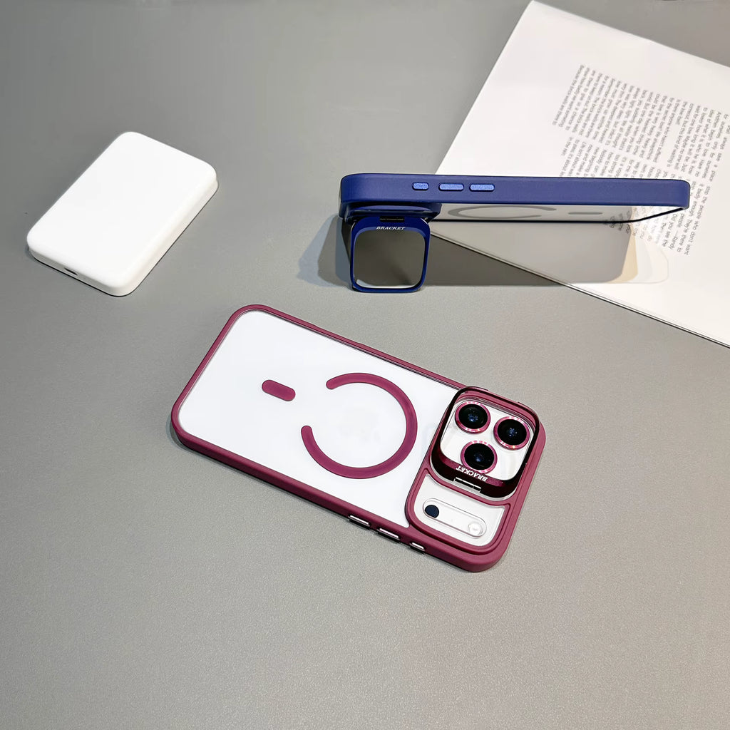 Phone case with magnetic bracket for iPhone 18, iPhone 18 Pro Max,  iPhone 17, iPhone 17 Pro Max cases Shockproof , Transparent