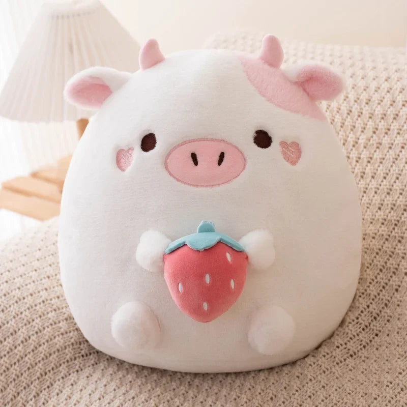Strawberry Cow & Popcorn Cat Plushies