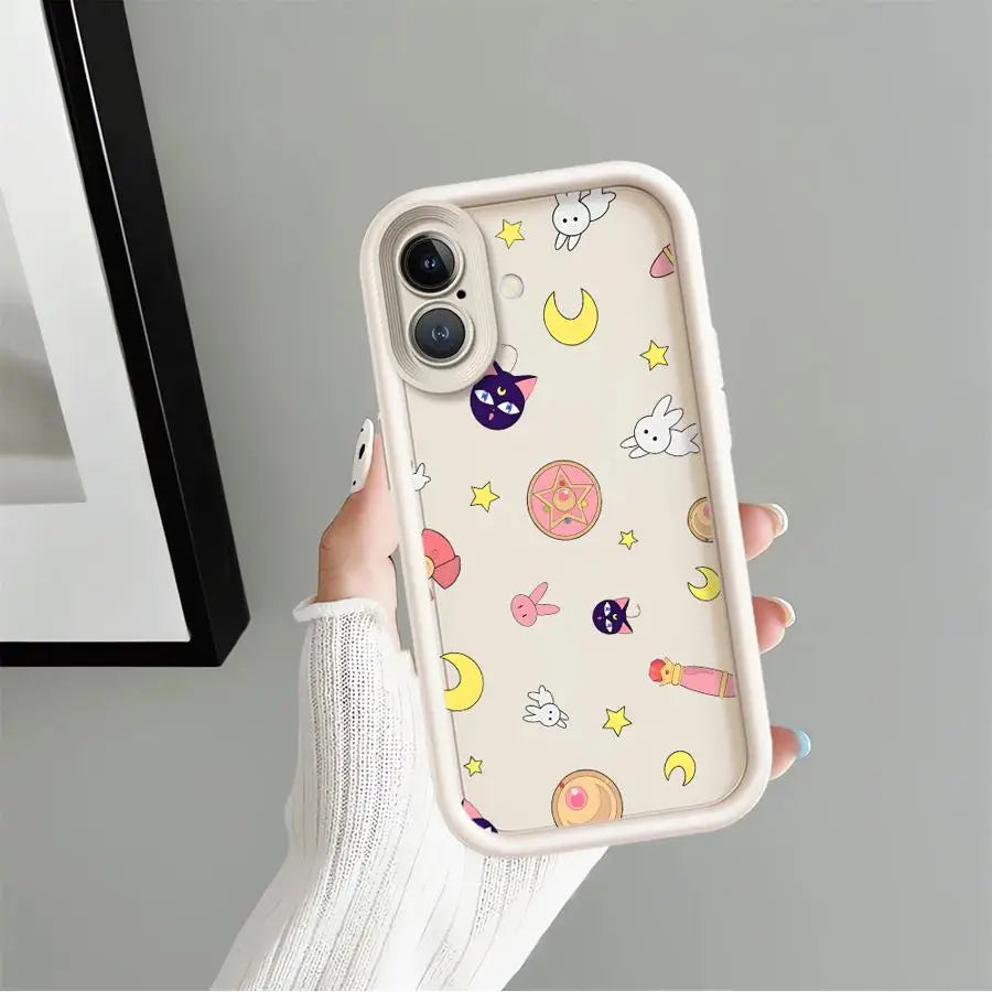 Phone Case for iPhone 15 16 14 Plus 16e XS Max XR 13 12 11 Pro Max 17 Air Soft Shell Sailor Moon Cartoon