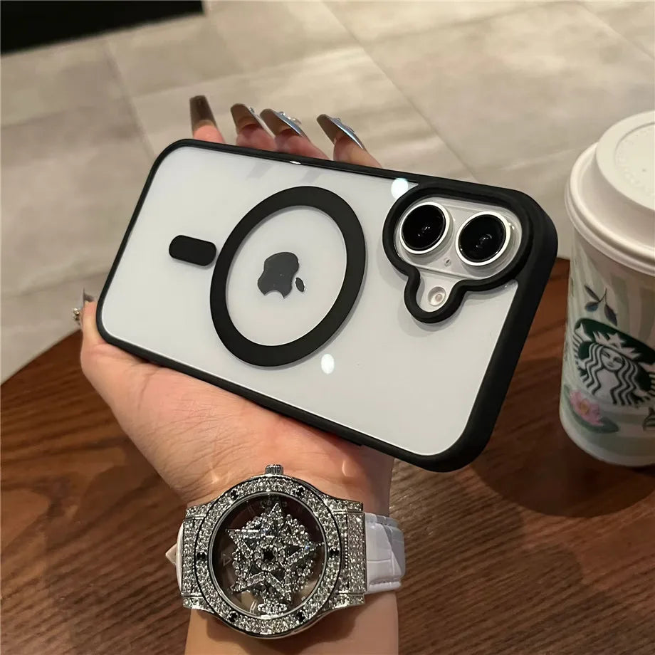 Luxury For Magsafe Transparent Case For iPhone 18 12 13 14 15 16 17 Pro Max Mini Plus Magnetic Wireless Charge Bumper Case Cover