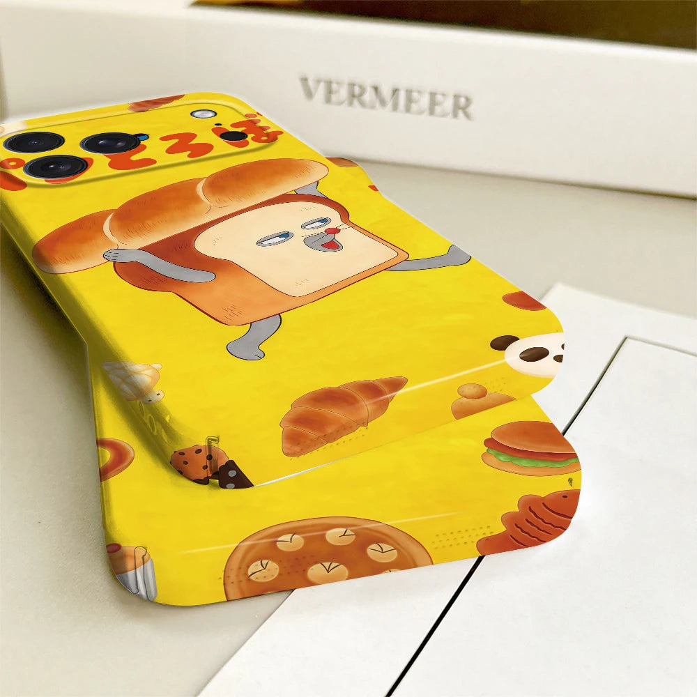 Phone Case For iPhone 17 16 15 14 13 12 11 Plus Pro Max Mini Glossy HD Hard Cover Film Shell B-Bread T-Thief