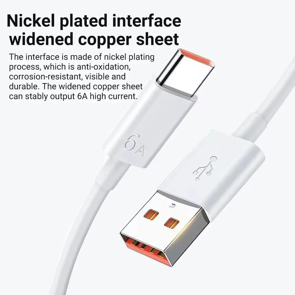 6A 66W USB C Super Fast Charging Cable - Fit for Huawei P50/P60/Nova 9/10/Honor 70/90/100/Magic