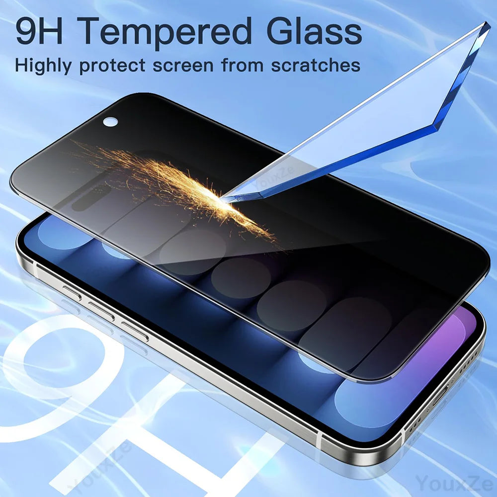 4Pcs Anti Spy Tempered Glass For iPhone 17 16 15 14 13 12 11 Pro Max XS XR Privacy Screen Protector Full Cover Case Friendly 9H