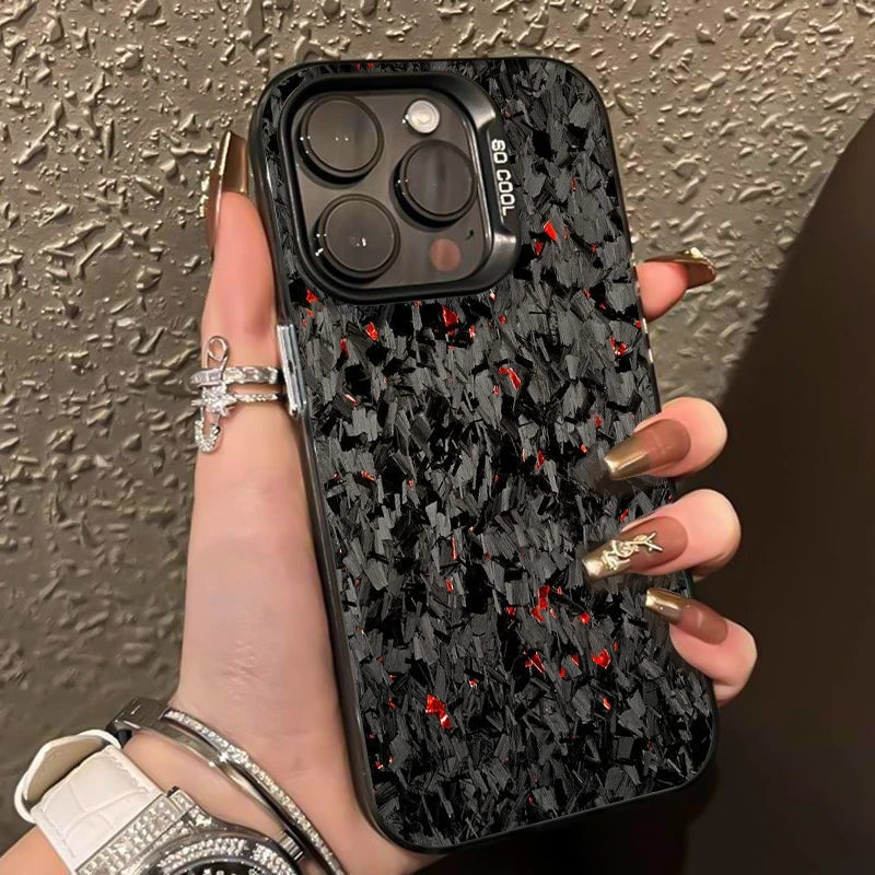 For iPhone 17 Pro Max 16 15 13 12 11 14 Phone Case Forged Carbon Fiber Design Cover For iPhone 17 Air XS Max XR X XS 7 8 Plus SE