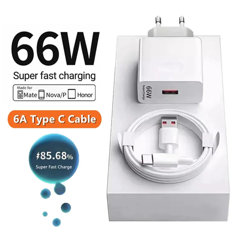 6A 66W USB C Super Fast Charging Cable - Fit for Huawei P50/P60/Nova 9/10/Honor 70/90/100/Magic