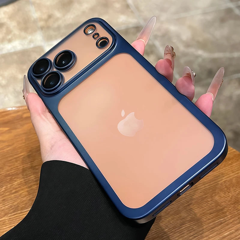 Luxury Plating Nano Matte Translucent Case For iPhone 18 17 16 Plus 15 14 13 Pro Max Air Lens Protection Matte BackPlate Cover