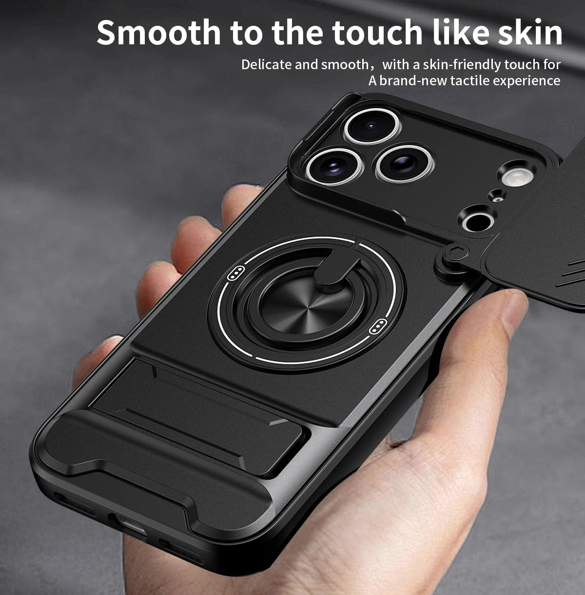 For iPhone 17 Pro Max 16 Pro Max 15 14 13 Slide Camera Case Protection Upright Kickstand Shockproof Back Magnetic Phone Covers