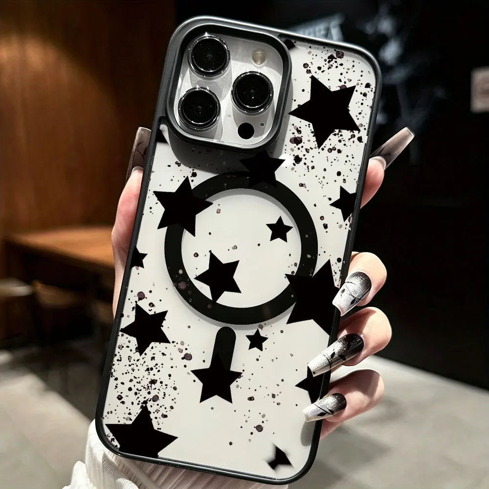 For Magsafe Phone case For iPhone 17 16 15 14 13 12 11 Pro Max 17Air 15 16 14 Plus Magnetic Matte Five Pointed Star Simple Cover