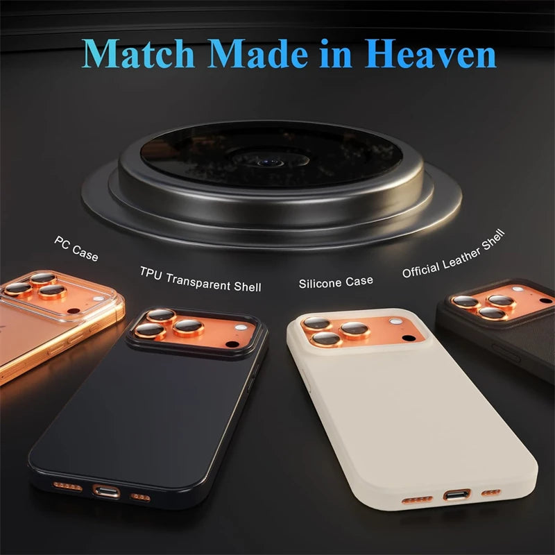 Orange Metal Glass Camera Ziai Protector For IPhone 17 Air 16 15 14 13 Pro Max Plus 17Air 16Pro 17Pro I17 IPones Ring Lens Cover