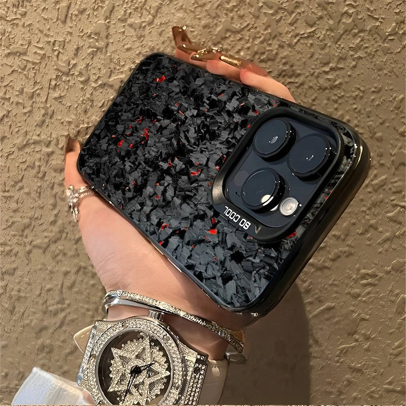 For iPhone 17 Pro Max 16 15 13 12 11 14 Phone Case Forged Carbon Fiber Design Cover For iPhone 17 Air XS Max XR X XS 7 8 Plus SE