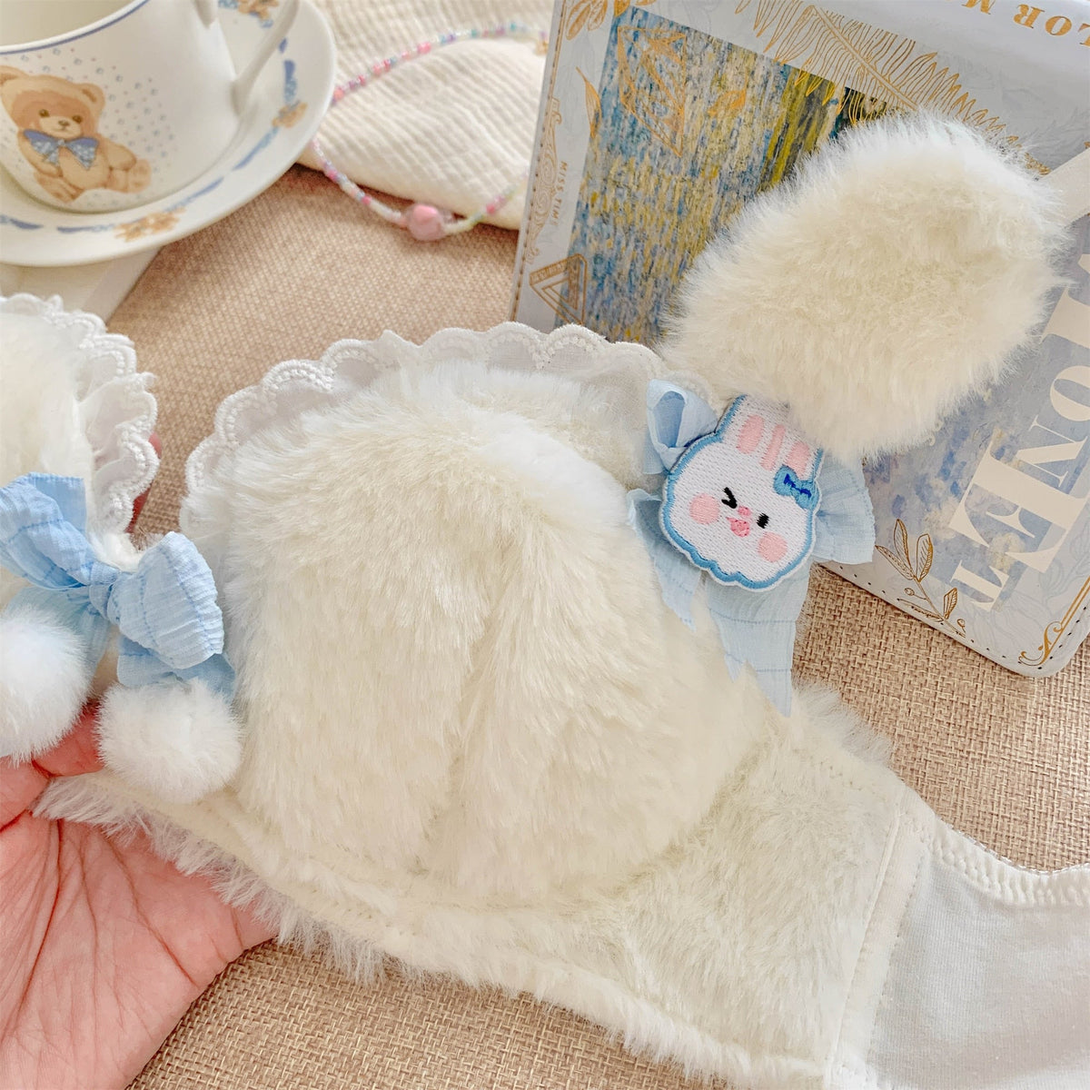 White Plush Bunny Underwear Set