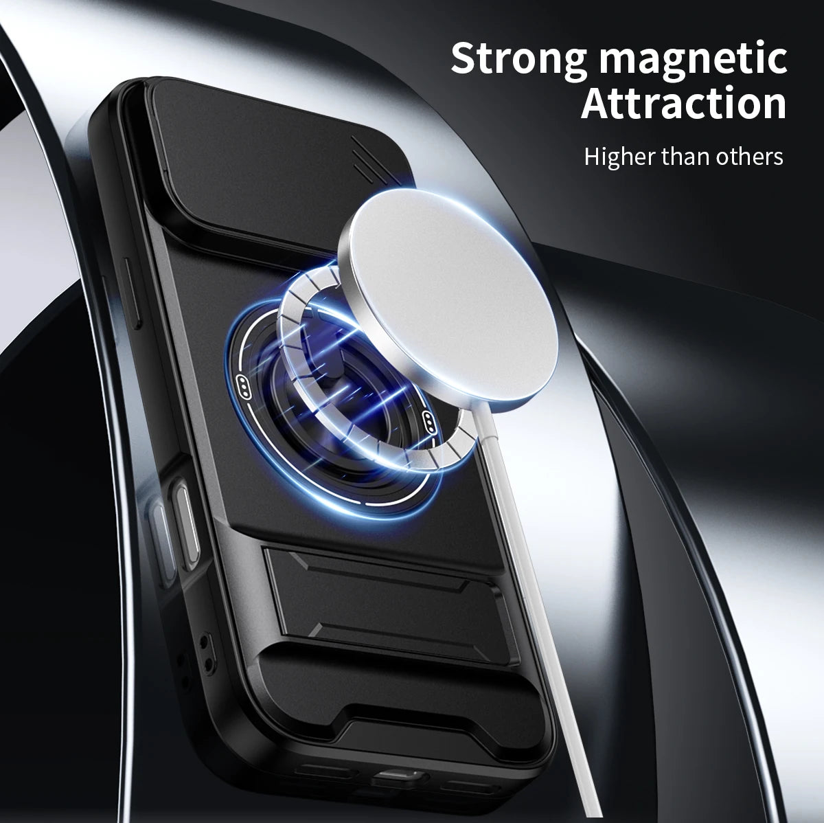 For iPhone 17 Pro Max 16 Pro Max 15 14 13 Slide Camera Case Protection Upright Kickstand Shockproof Back Magnetic Phone Covers