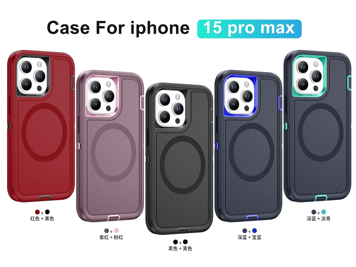 Case For iPhone 17 Pro Max iphone 16 Pro Max 16 15 Pro Max Heavy Duty Shock Absorption Full Body Protective Silicone Rubber Case