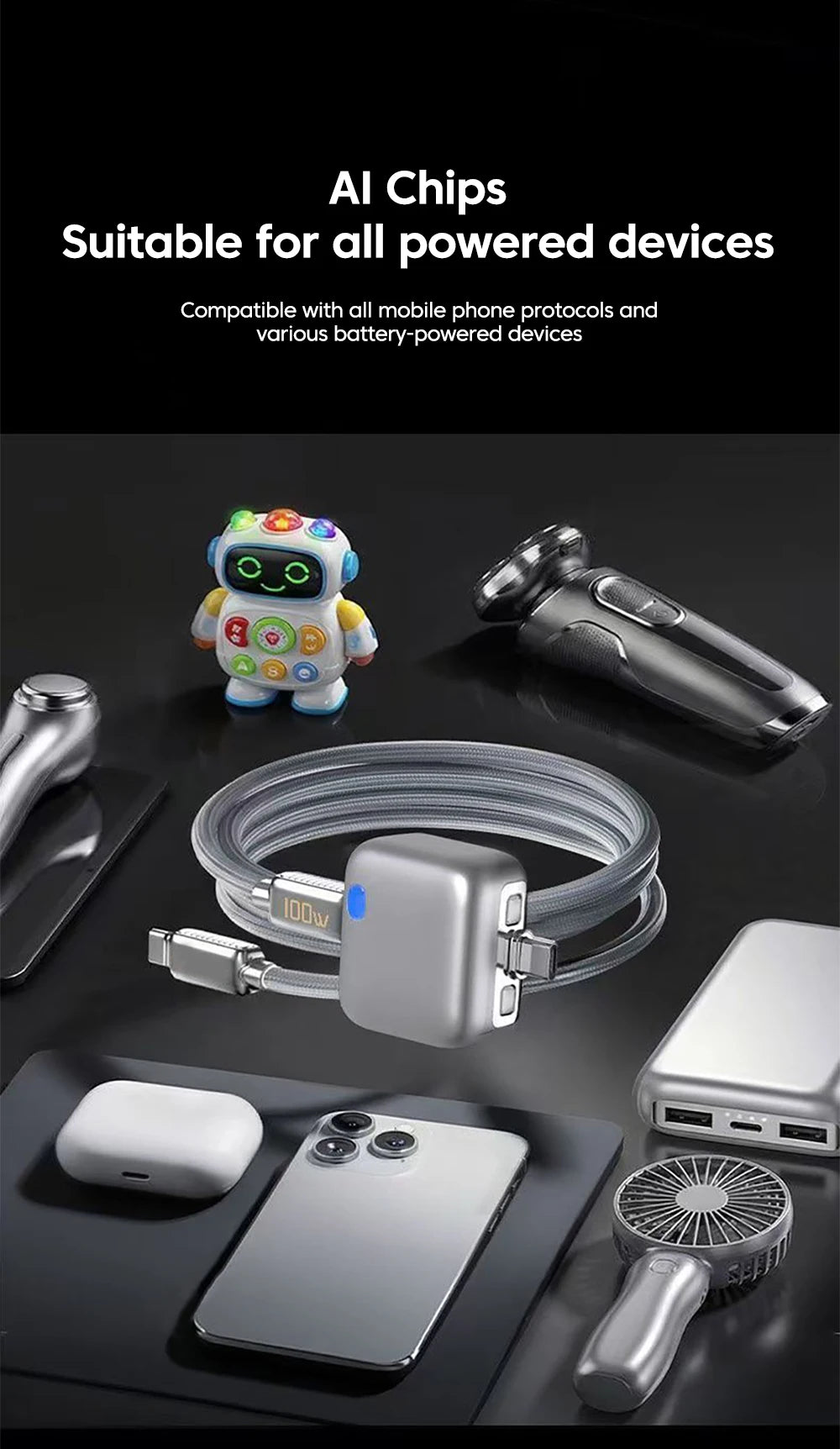 Type C Charging 140W Smart Full Charge Self-Cut Adapter Auto Disconnect for Night Charging Overcharge Prevention Separator
