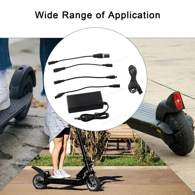 Electric Scooter Charger, 42V 2A Hoverboard Charger, Scooter Battery Chargers with 5 Connectors, Electric Scooter Charger