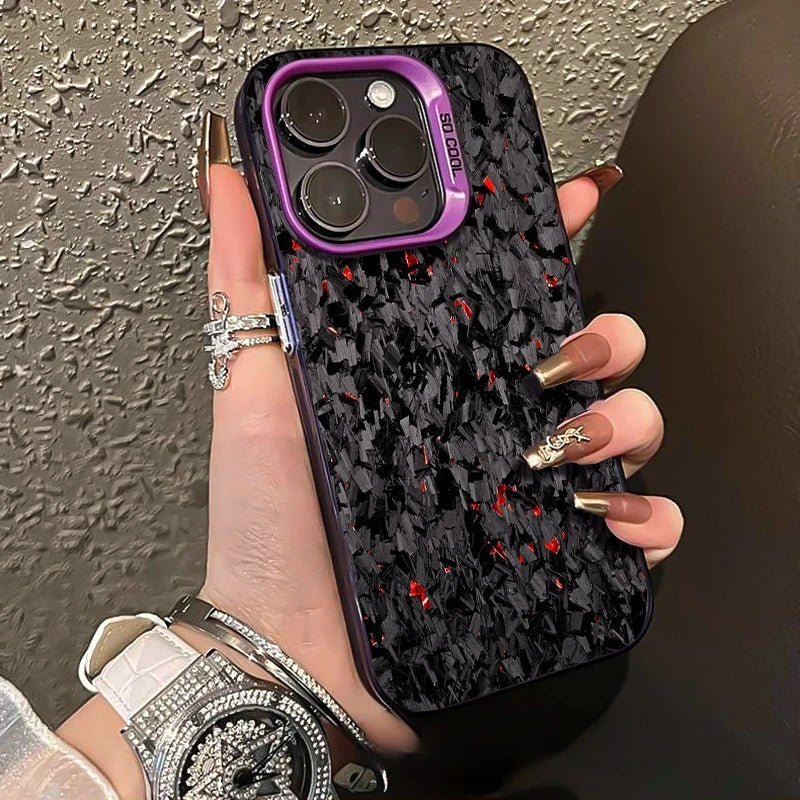 For iPhone 17 Pro Max 16 15 13 12 11 14 Phone Case Forged Carbon Fiber Design Cover For iPhone 17 Air XS Max XR X XS 7 8 Plus SE