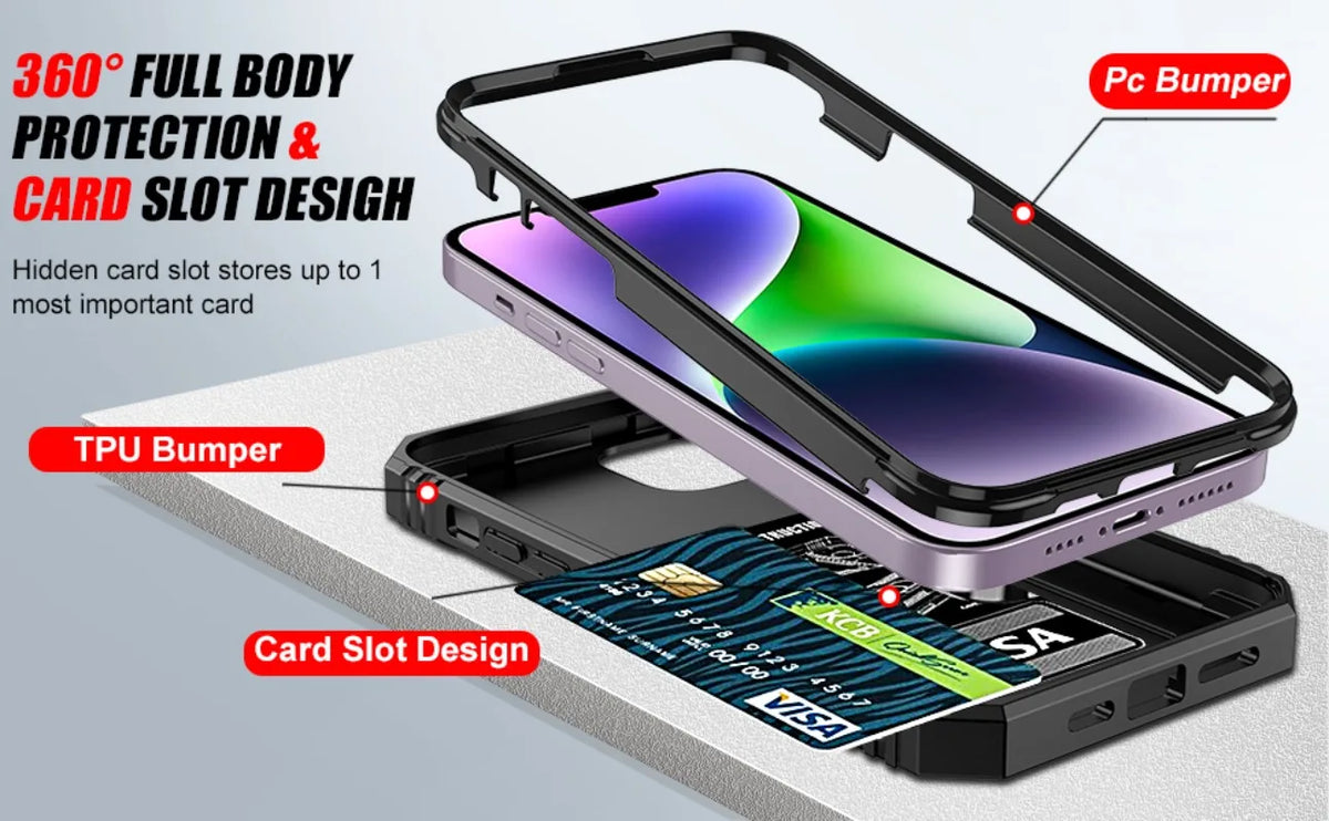 Case For iPhone 17 16 16e 15 14 13 12 11 Pro Max Plus Mini XS XR 8 Plus 8 7 SE Heavy Duty with Camera 360 Degree Kickstand Cover