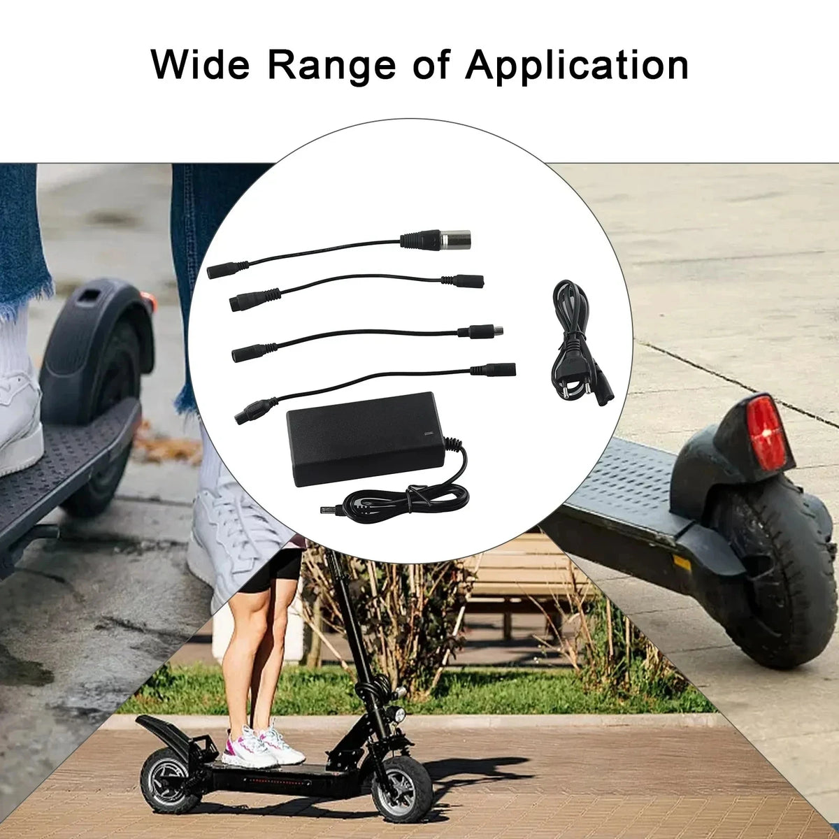 Electric Scooter Charger, 42V 2A Hoverboard Charger, Scooter Battery Chargers with 5 Connectors, Electric Scooter Charger