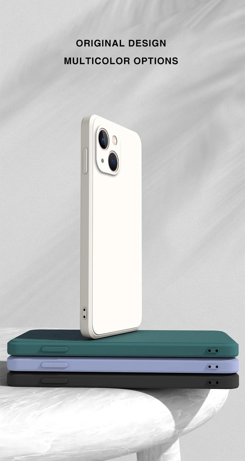 Square Square Liquid Silicone Phone Case for iPhone 14 Plus 11 12 13 14 Pro Max 12 13 mini Luxury Camera Protective Cover