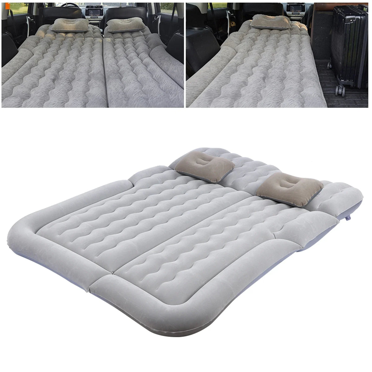 2‑In‑1 Multifunction Inflatable Travel Mattress PVC Flocking Soft Sleeping Rest Cushion for Car SUV