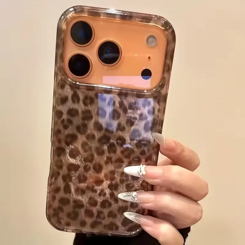 Stylish Brown Leopard Print Phone Case For iPhone 17 18 Pro Air 16 15 14 13 12 14 Pro Max 16E X XR XS Max Plus Shockproof Cover