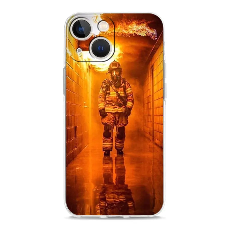 Fireman Firefighter Phone Case For iPhone 11 Cases iPhone 15 12 13 14 16 Pro Max X XR XS 14 15 Plus 16Pro iPhone16 Clear Cover