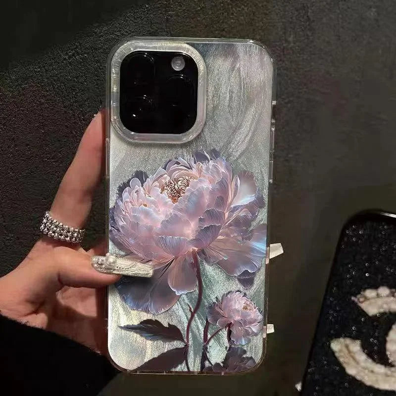 Pink Peony Lotus Print Phone Case for iPhone 18 Pro 17 16 Plus 15 14 13 12 11 13 Pro Max Air 7 8 Plus 16e X XR XS SE 2022 Cover