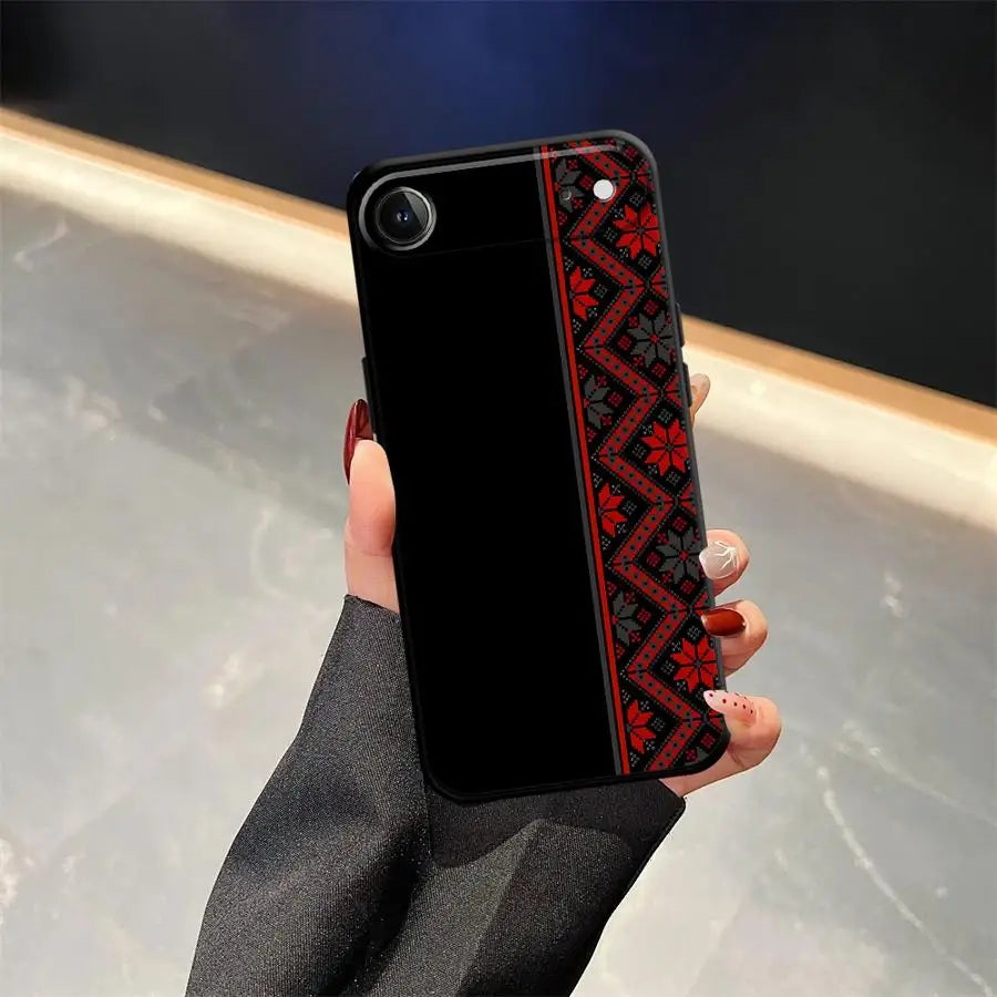 Case for iPhone 7 8 17Air 13 12 11 17 Pro Max XS Max XR 15 16 14 Plus Black Soft Phone Cover Retro Ethnic Totem Pattern