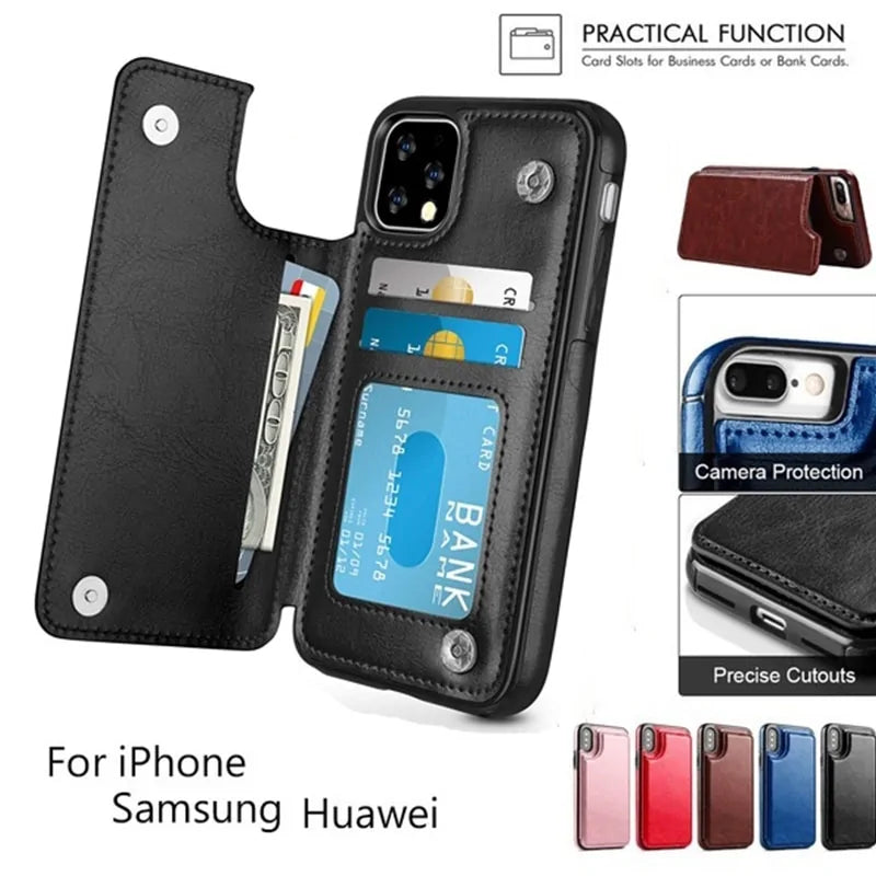 Leather Wallet Case iPhone Flip
