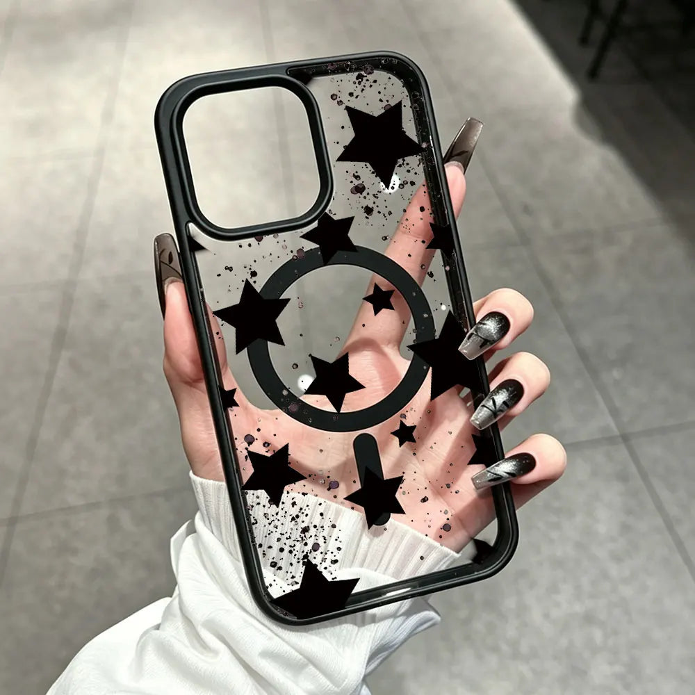 For Magsafe Phone case For iPhone 17 16 15 14 13 12 11 Pro Max 17Air 15 16 14 Plus Magnetic Matte Five Pointed Star Simple Cover