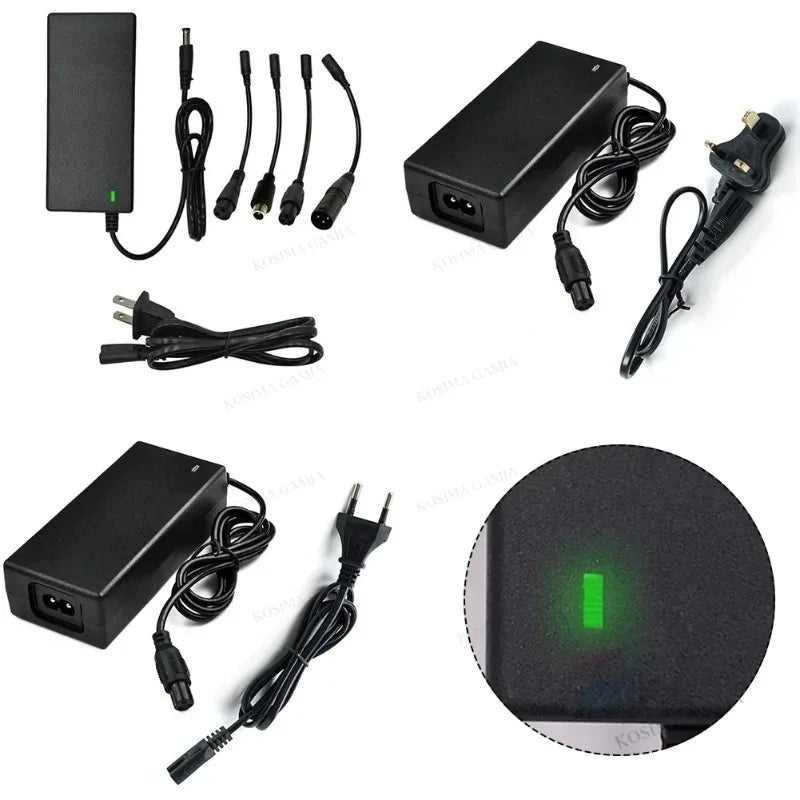 Electric Scooter Charger, 42V 2A Hoverboard Charger, Scooter Battery Chargers with 5 Connectors, Electric Scooter Charger