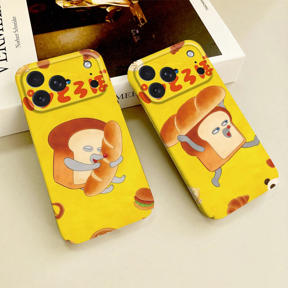 Phone Case For iPhone 17 16 15 14 13 12 11 Plus Pro Max Mini Glossy HD Hard Cover Film Shell B-Bread T-Thief