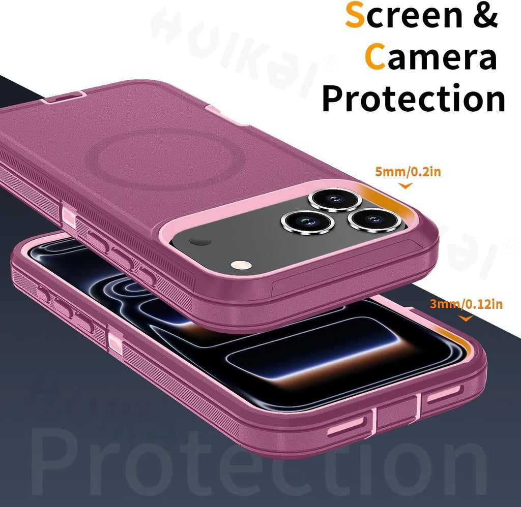 Case For iPhone 17 Pro Max iphone 16 Pro Max 16 15 Pro Max Heavy Duty Shock Absorption Full Body Protective Silicone Rubber Case