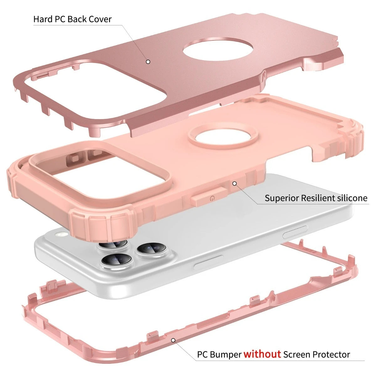 Heavy Duty Hybrid Armor Defender Phone Case For iPhone 17 16 15 14 13 Pro Max Plus Air 16E 360 Full Shockproof Protective Cover