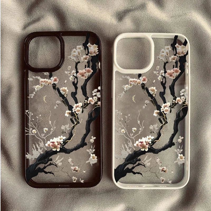 Plum Blossom Artistic Phone Case For IPhone 16 17 15 14 13 11 12 Pro Max 16E Air X XR XS 7 8 Plus TPU Shockproof Cover Funda