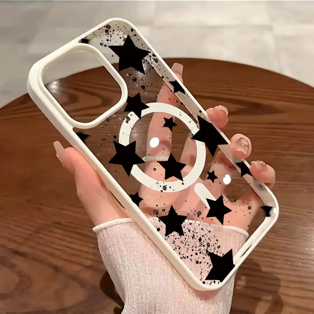 For Magsafe Phone case For iPhone 17 16 15 14 13 12 11 Pro Max 17Air 15 16 14 Plus Magnetic Matte Five Pointed Star Simple Cover