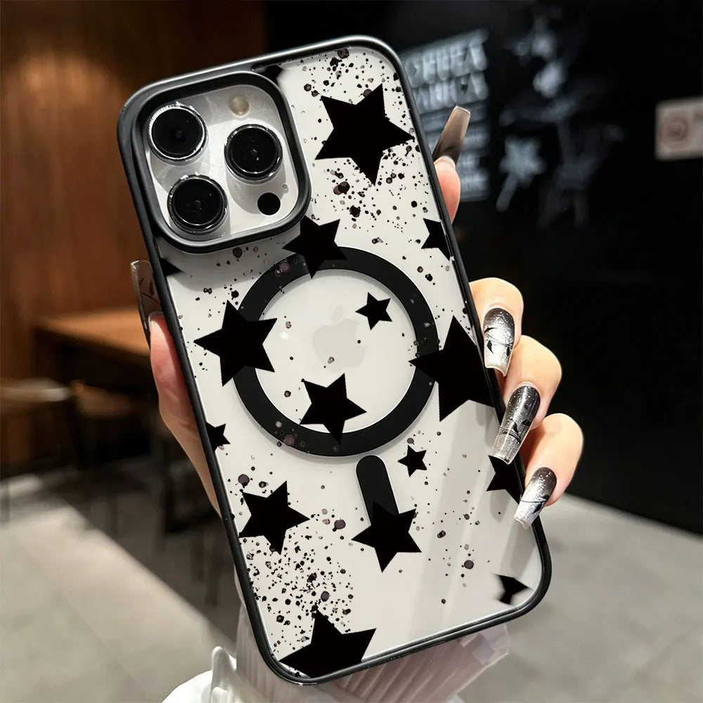 For Magsafe Phone case For iPhone 17 16 15 14 13 12 11 Pro Max 17Air 15 16 14 Plus Magnetic Matte Five Pointed Star Simple Cover