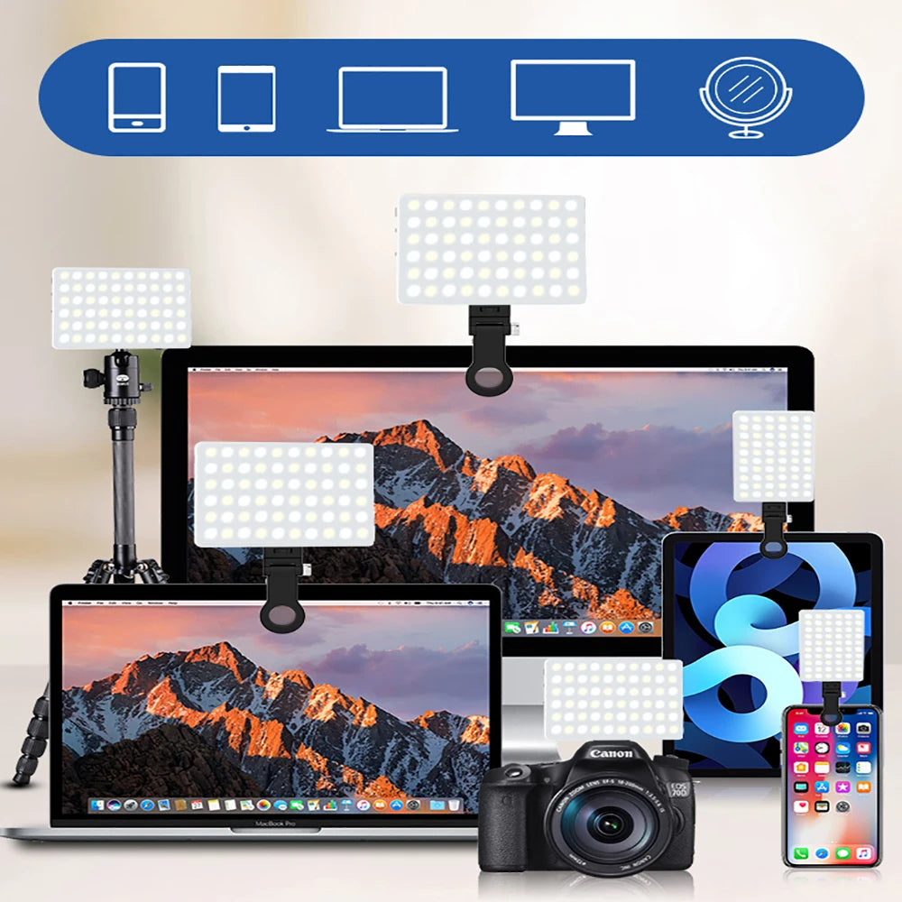 LED Mobile Phone Fill Light USB Type-C Dual Port Charging Universal Fill Lamp For Makeup Live Streaming Selfie Video Conference