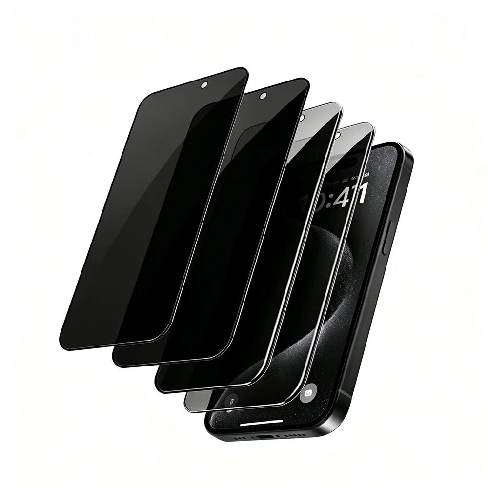 4Pcs Anti Spy Tempered Glass For iPhone 17 16 15 14 13 12 11 Pro Max XS XR Privacy Screen Protector Full Cover Case Friendly 9H