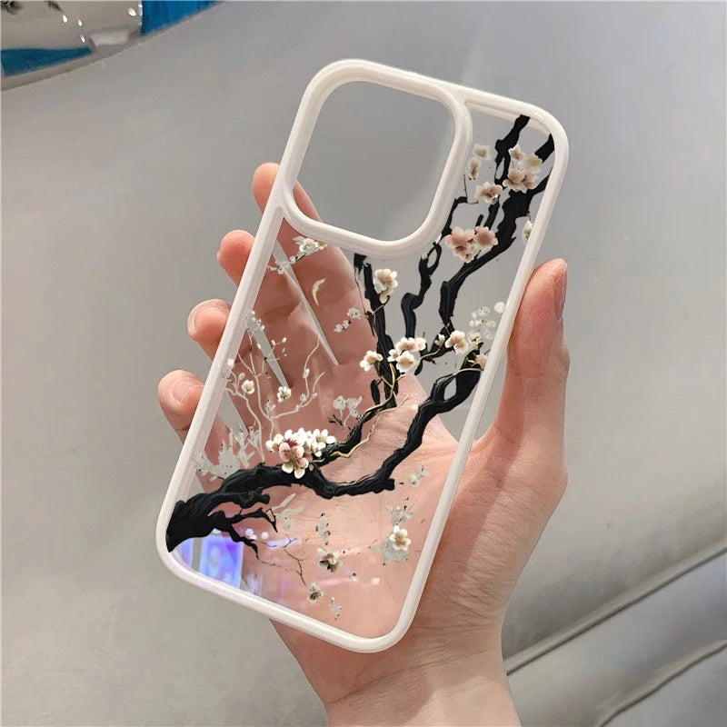 Plum Blossom Artistic Phone Case For IPhone 16 17 15 14 13 11 12 Pro Max 16E Air X XR XS 7 8 Plus TPU Shockproof Cover Funda