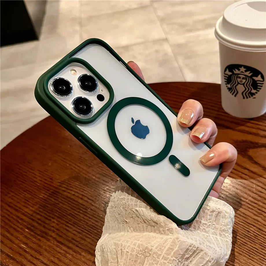 Luxury Magnetic Wireless Charge For Magsafe Case for iPhone 16 15 14 Plus 13 12 11 Pro Max Mini Soft Bumper Transparent Cover