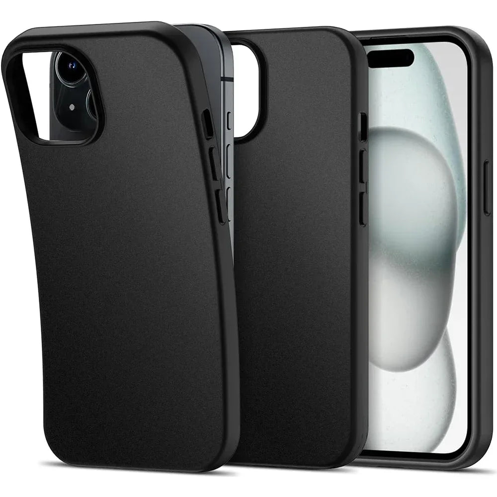 Luxury Matte Silicone Soft Case For iPhone 16 15 14 Plus 13 12 Mini 11 Pro XS Max X XR SE 2 3 7 8 Plus Solid Black Back Cover