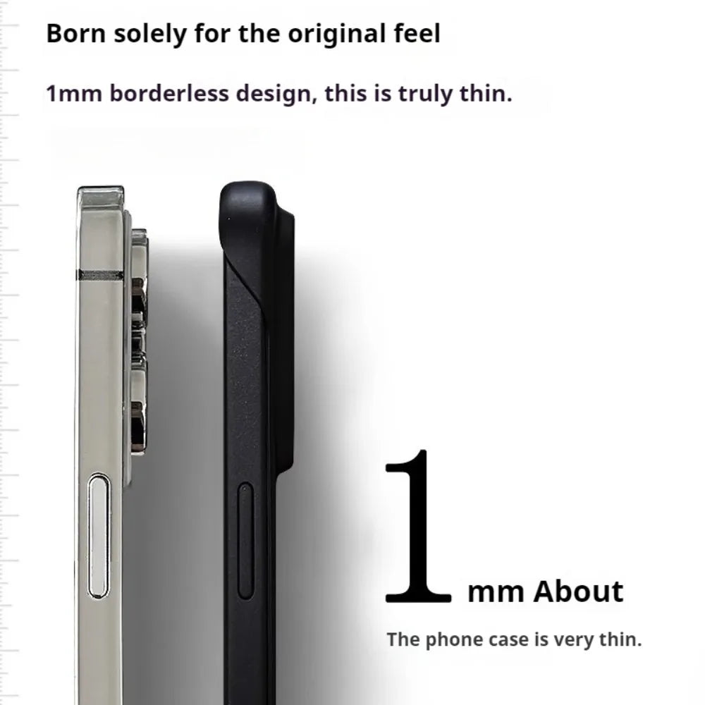 Ultra Thin Minimalist Borderless Phone Case For iPhone 18 17 Air 16 E 15 14 Pro Max Plus Frameless Skin Friendly Hard Back Cover