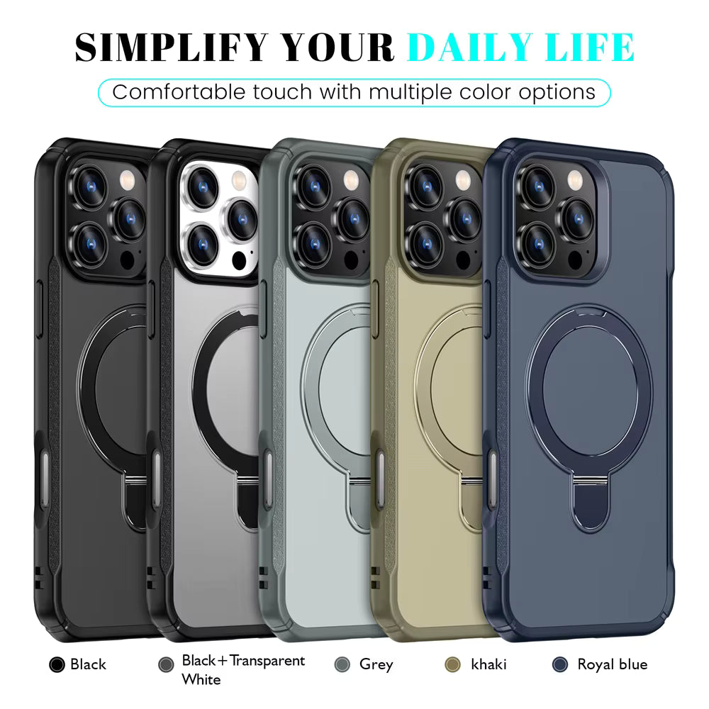 For Magsafe Wireless Charge Fold Magnetic Stand Phone Case For iPhone 15 16 17 18 Pro Max 16E 14 13 12 11 Anti-slip Bumper Cover